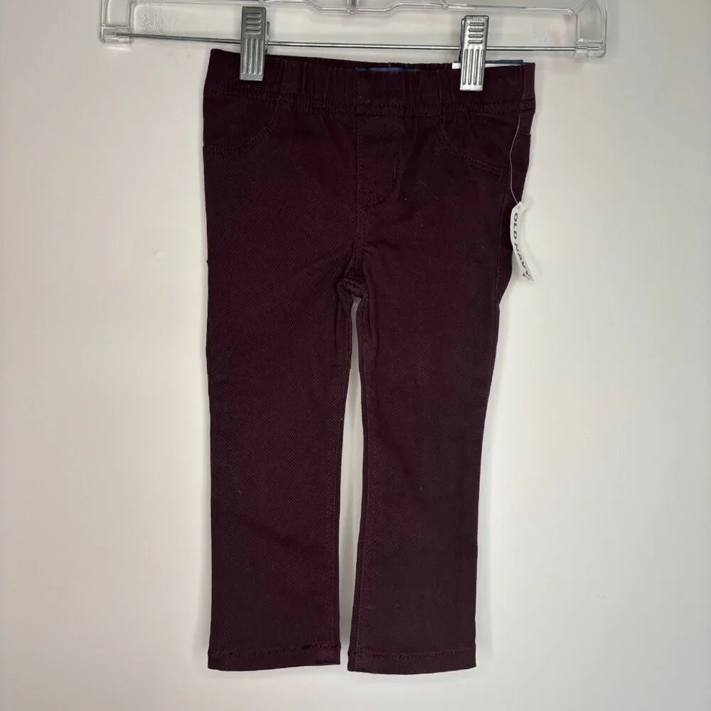 OLD NAVY NEW Jeggings Baby FGirl 18-24 Months Burgundy Stretch Elastic